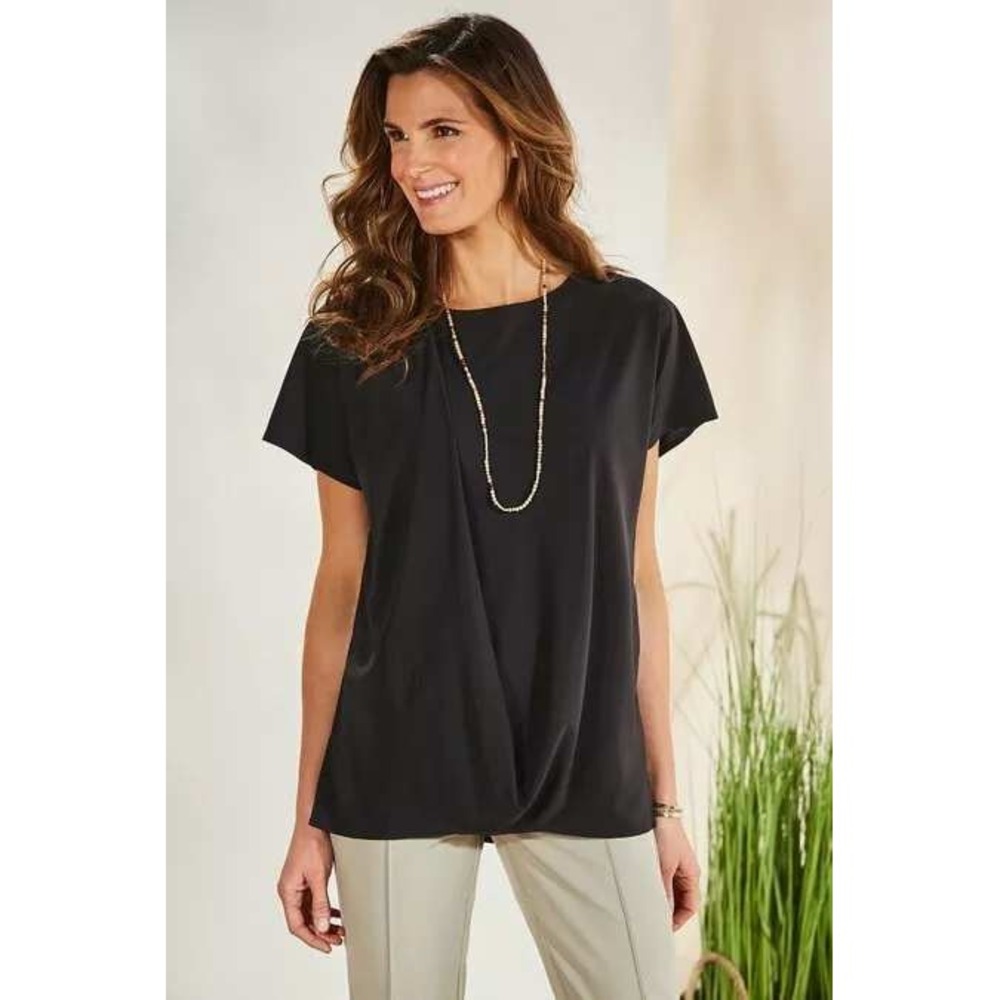 Soft Surroundings‎ Black Twist Front Top Short Sleeve Blouse XL